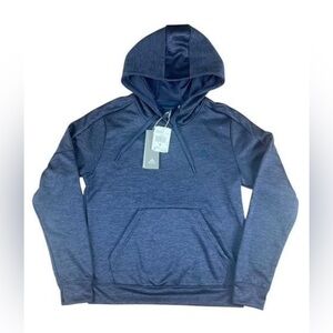 Adidas Hoodie Mens Medium Heather Navy Blue Pullover Kangaroo Pocket Athletic